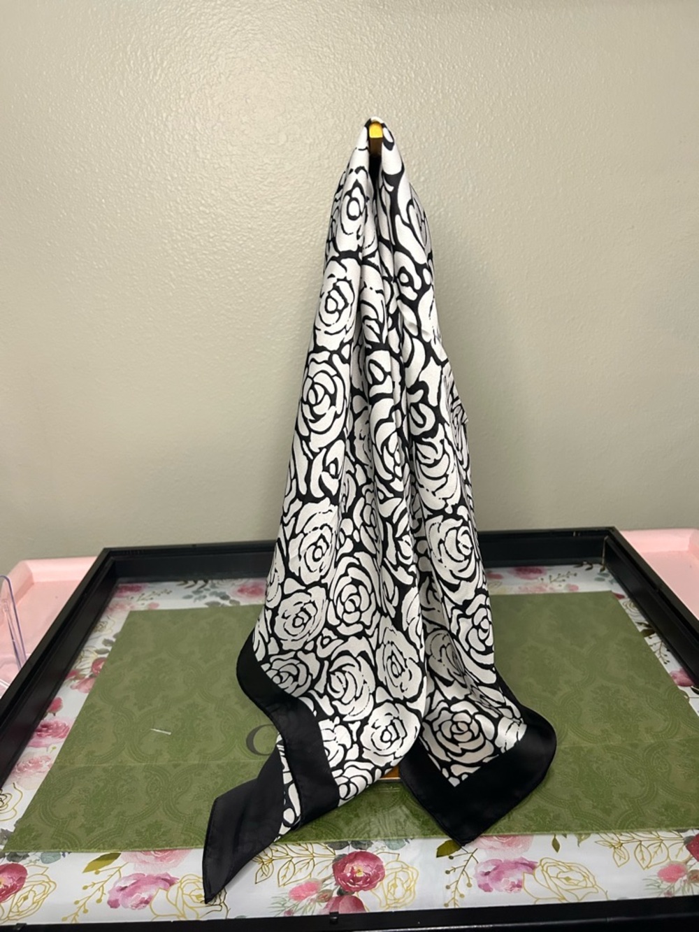 Black & White Floral Scarf - Picture 3 of 5
